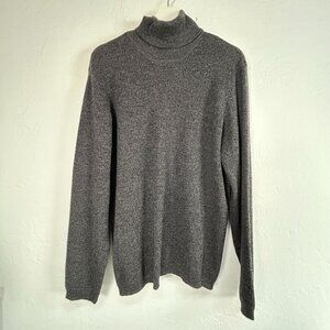 Alfani Mens Gray Merino Wool Ribbed Knit Turtleneck Sweater Size Large Pullover